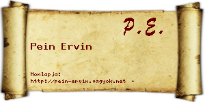 Pein Ervin névjegykártya